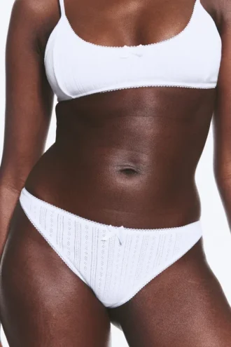 2-Pack Pointelle Thongs – White