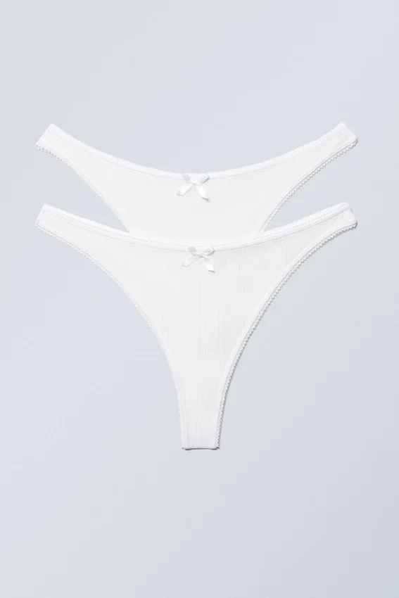2-Pack Pointelle Thongs – White 2-Pack Pointelle Thongs – White