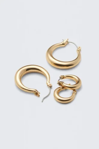 2-Pack Polished Hoop Earrings – Golden