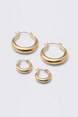2-Pack Polished Hoop Earrings – Golden