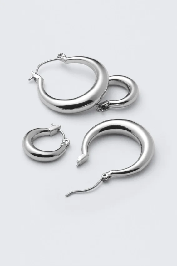 2-Pack Polished Hoop Earrings – Silver 2-Pack Polished Hoop Earrings – Silver