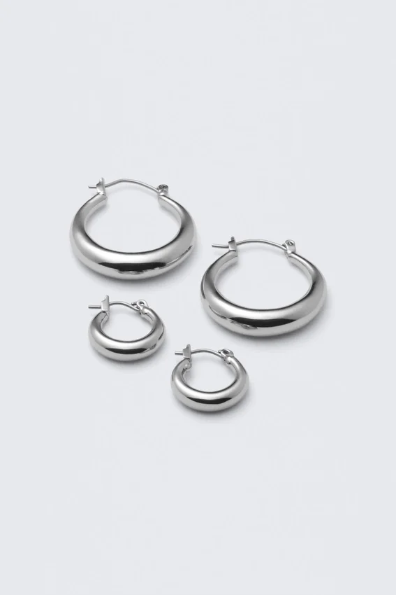 2-Pack Polished Hoop Earrings – Silver 2-Pack Polished Hoop Earrings – Silver