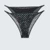 2-Pack Printed Tanga Mesh Brazilian Bottoms – Black – Dots 2-Pack Printed Tanga Mesh Brazilian Bottoms – Black – Dots