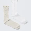 2-Pack Reverse Crew Socks – Dusty Grey & White 2-Pack Reverse Crew Socks – Dusty Grey & White