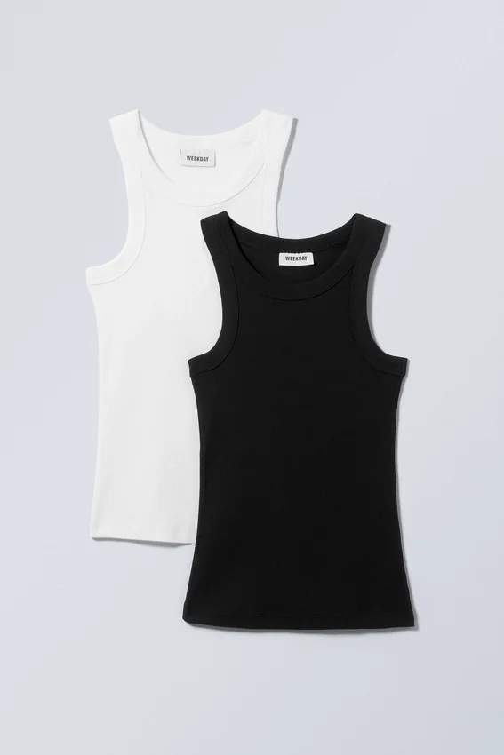 2-Pack Ribbed Fitted Tank Top – Black & White 2-Pack Ribbed Fitted Tank Top – Black & White
