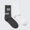 2-Pack Ribbed Graphic Socks – Solid White & Graphic Grey 2-Pack Ribbed Graphic Socks – Solid White & Graphic Grey