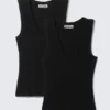 2-Pack Ribbed V-Neck Tank Top – Black 2-Pack Ribbed V-Neck Tank Top – Black