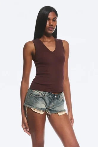 2-Pack Ribbed V-Neck Tank Top – Dark Red