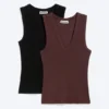 2-Pack Ribbed V-Neck Tank Top – Dark Red 2-Pack Ribbed V-Neck Tank Top – Dark Red