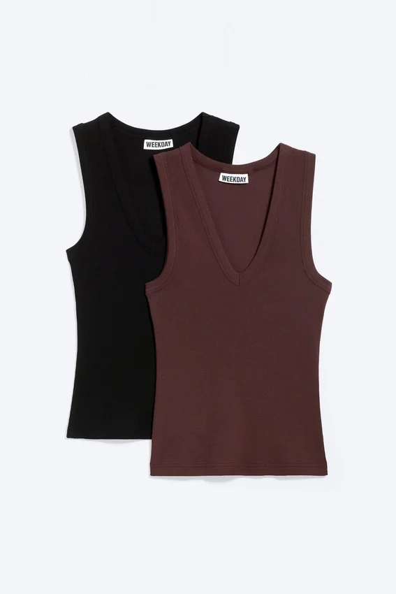2-Pack Ribbed V-Neck Tank Top – Dark Red 2-Pack Ribbed V-Neck Tank Top – Dark Red