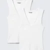 2-Pack Ribbed V-Neck Tank Top – White 2-Pack Ribbed V-Neck Tank Top – White
