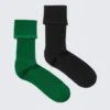 2-Pack Scalloped Edge Crew Socks – Black & Green 2-Pack Scalloped Edge Crew Socks – Black & Green