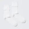 2-Pack Scalloped Edge Crew Socks – White 2-Pack Scalloped Edge Crew Socks – White