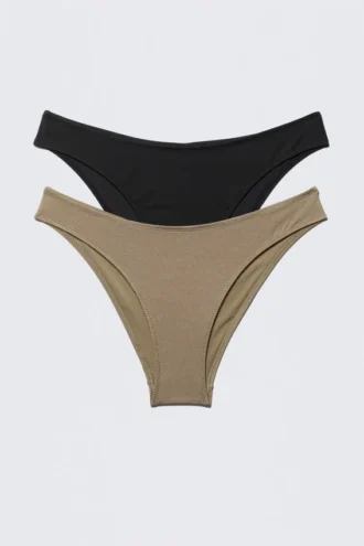 2-Pack Scoop Bikini Bottoms – Black & Beige