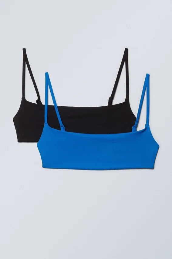 2-Pack Scoop Bikini Tops – Black & Blue 2-Pack Scoop Bikini Tops – Black & Blue