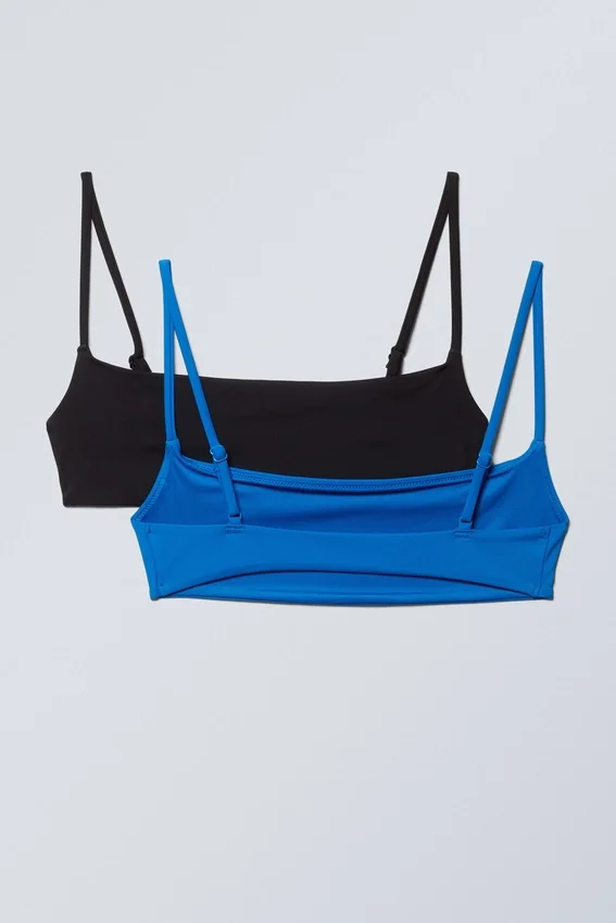 2-Pack Scoop Bikini Tops – Black & Blue 2-Pack Scoop Bikini Tops – Black & Blue