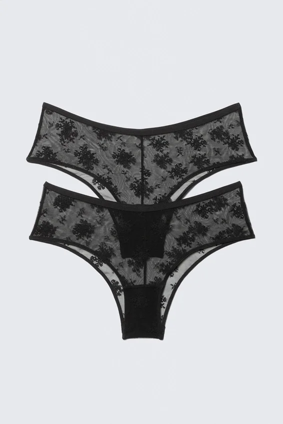 2-Pack Sheer Lace Hipster Briefs – Black 2-Pack Sheer Lace Hipster Briefs – Black