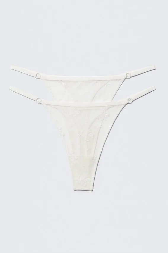 2-Pack Sheer Lace Tanga Thongs – White 2-Pack Sheer Lace Tanga Thongs – White
