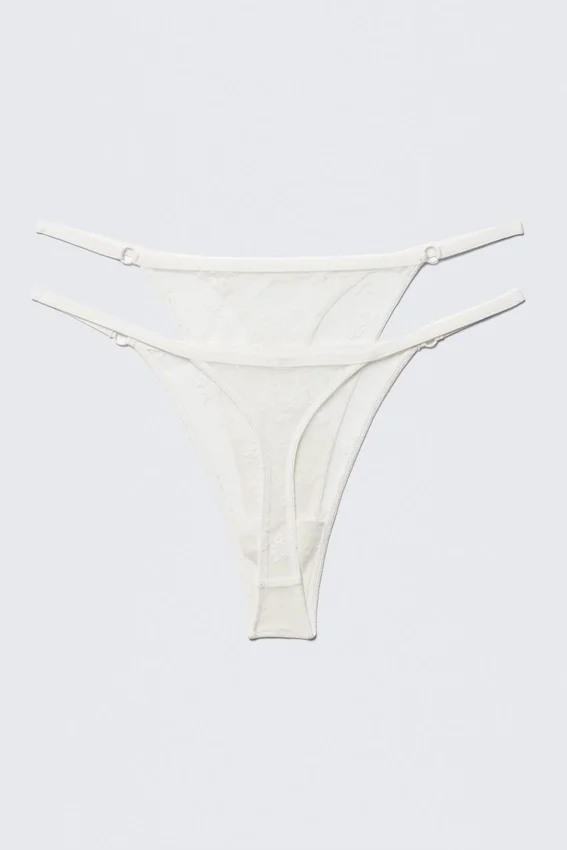 2-Pack Sheer Lace Tanga Thongs – White 2-Pack Sheer Lace Tanga Thongs – White