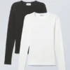 2-Pack Slim Fitted Long Sleeves – Black & White 2-Pack Slim Fitted Long Sleeves – Black & White