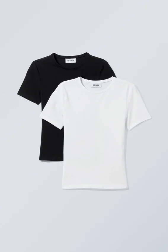 2-Pack Slim Fitted T-Shirt – Black White 2-Pack Slim Fitted T-Shirt – Black White