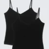 2-Pack Slim V-Neck Cotton Singlet – Black 2-Pack Slim V-Neck Cotton Singlet – Black