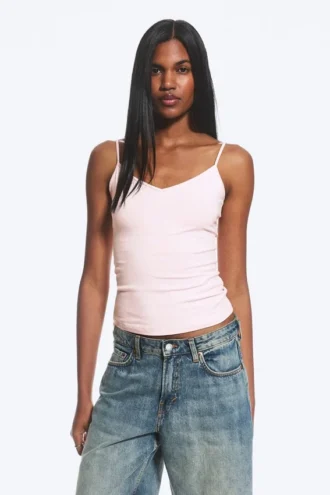 2-Pack Slim V-Neck Cotton Singlet – Light Dusty Pink/Black