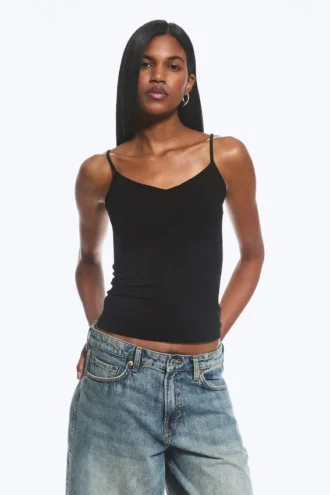 2-Pack Slim V-Neck Cotton Singlet – Light Dusty Pink/Black