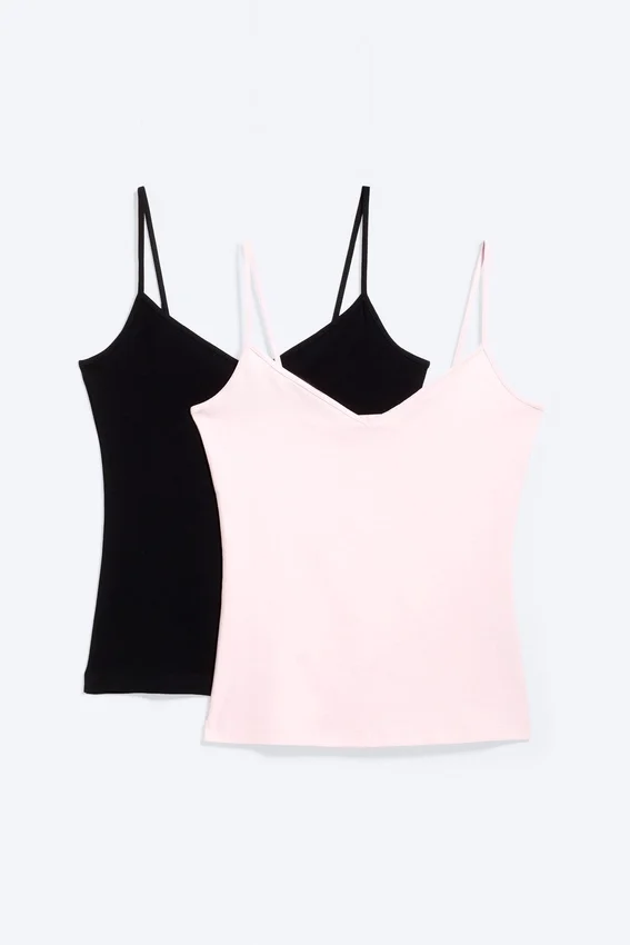 2-Pack Slim V-Neck Cotton Singlet – Light Dusty Pink/Black 2-Pack Slim V-Neck Cotton Singlet – Light Dusty Pink/Black