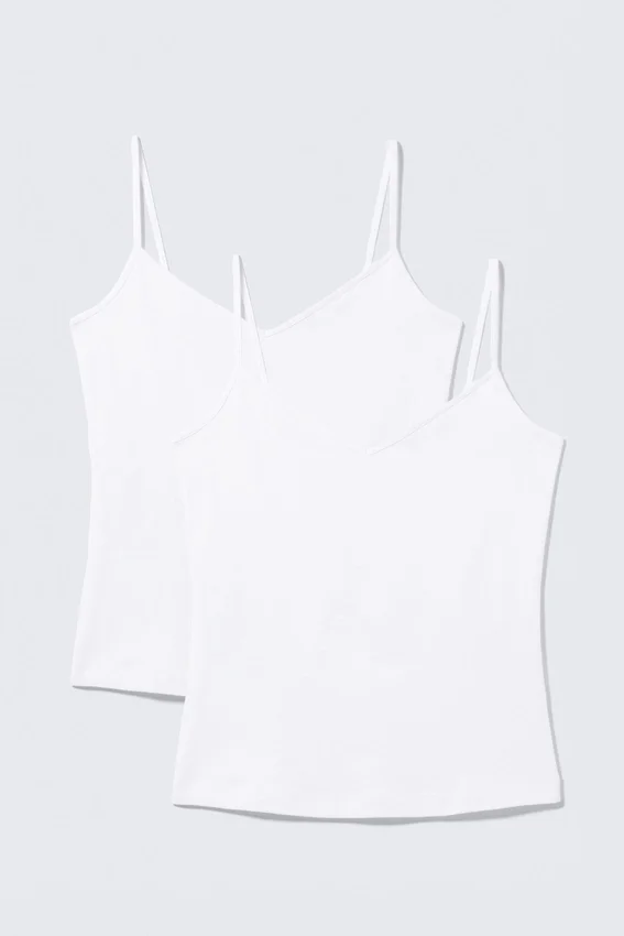 2-Pack Slim V-Neck Cotton Singlet – White 2-Pack Slim V-Neck Cotton Singlet – White