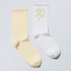 2-Pack Soft Graphic Socks – Yellow & White 2-Pack Soft Graphic Socks – Yellow & White
