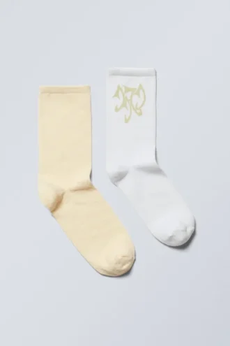 2-Pack Soft Graphic Socks – Yellow & White