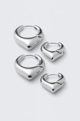2-Pack Softly Pointed Hoop Earrings – Silver