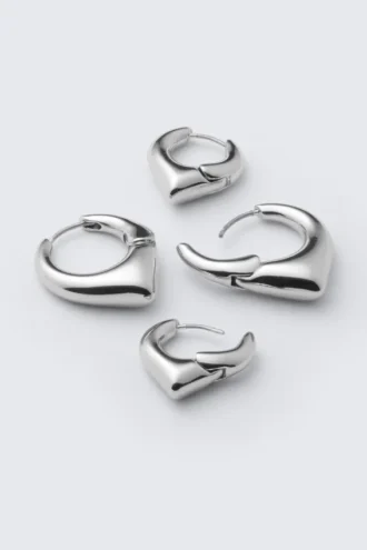 2-Pack Softly Pointed Hoop Earrings – Silver