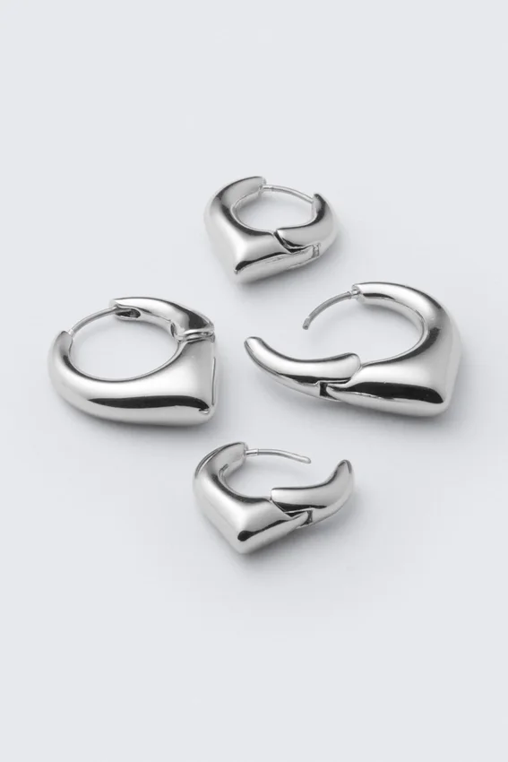 2-Pack Softly Pointed Hoop Earrings – Silver 2-Pack Softly Pointed Hoop Earrings – Silver