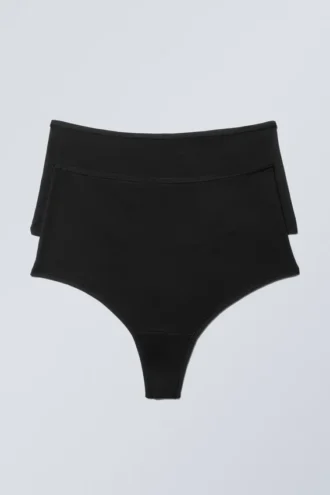 2-Pack Soul Soft High Rise Thongs – Black