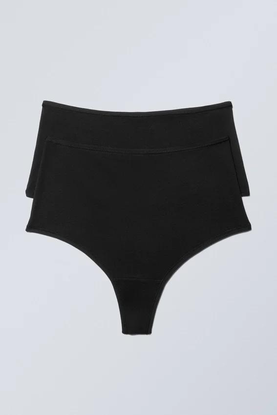 2-Pack Soul Soft High Rise Thongs – Black 2-Pack Soul Soft High Rise Thongs – Black