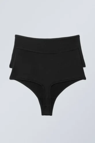 2-Pack Soul Soft High Rise Thongs – Black