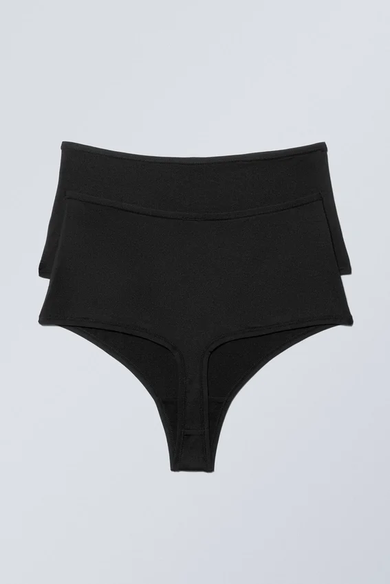 2-Pack Soul Soft High Rise Thongs – Black 2-Pack Soul Soft High Rise Thongs – Black