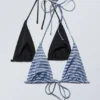 2-Pack Strappy Triangle Bikini Tops – Black & Blue Stripe 2-Pack Strappy Triangle Bikini Tops – Black & Blue Stripe