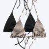 2-Pack Strappy Triangle Bikini Tops – Black + Brown Stripe 2-Pack Strappy Triangle Bikini Tops – Black + Brown Stripe