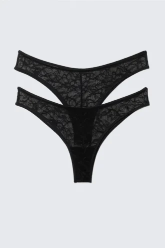 2-Pack Swirly Lace Brazilian Briefs – Black