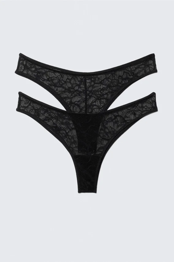 2-Pack Swirly Lace Brazilian Briefs – Black 2-Pack Swirly Lace Brazilian Briefs – Black