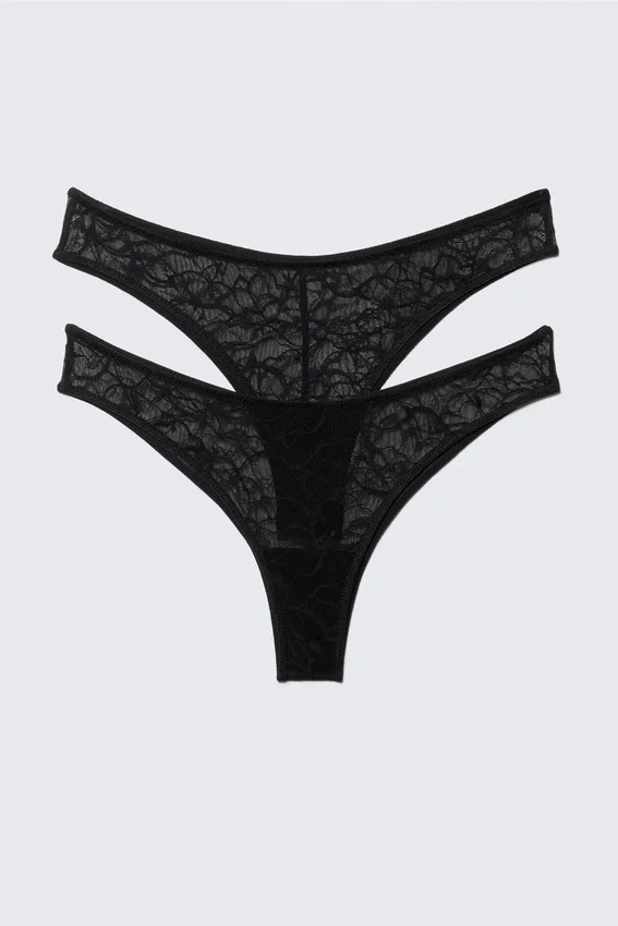 2-Pack Swirly Lace Brazilian Briefs – Black 2-Pack Swirly Lace Brazilian Briefs – Black