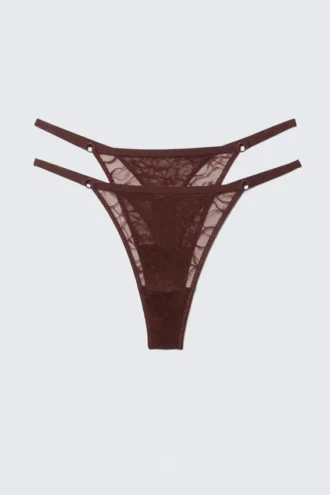 2-Pack Swirly Lace Tanga Thongs – Dark Red