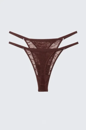 2-Pack Swirly Lace Tanga Thongs – Dark Red