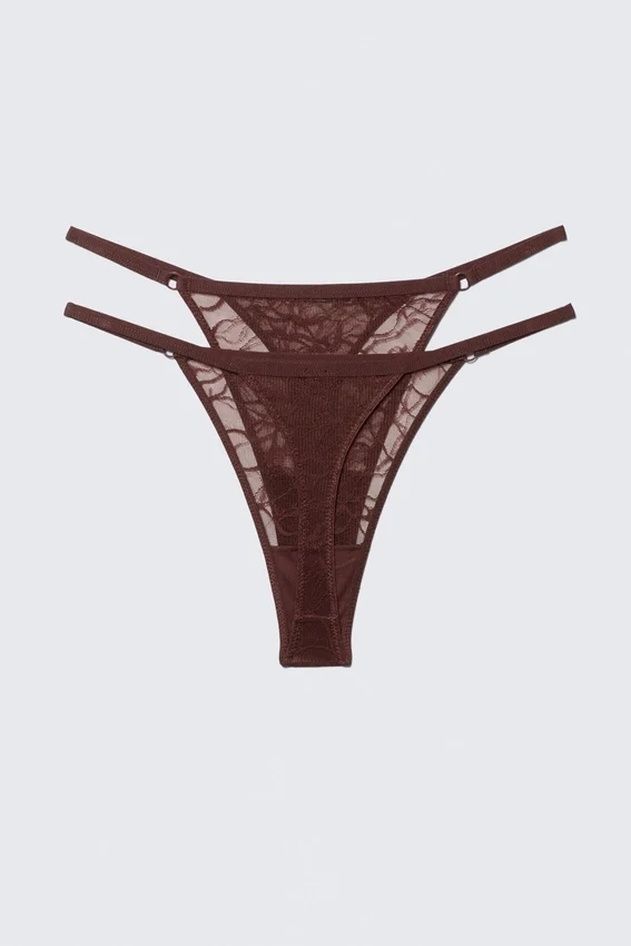2-Pack Swirly Lace Tanga Thongs – Dark Red 2-Pack Swirly Lace Tanga Thongs – Dark Red