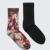 2-Pack Tie-Dye Crew Socks – Red Tie-Dye & Solid Black 2-Pack Tie-Dye Crew Socks – Red Tie-Dye & Solid Black