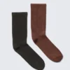 2-Pack Washed Crew Socks – Black & Red 2-Pack Washed Crew Socks – Black & Red