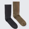 2-Pack Washed Crew Socks – Dark Blue & Beige 2-Pack Washed Crew Socks – Dark Blue & Beige